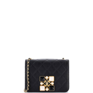 Chanel Resin and Pearl CC Full Flap Bag Quilted Calfskin Small