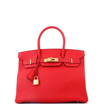 Hermes Birkin Handbag Red Epsom with Gold Hardware 30