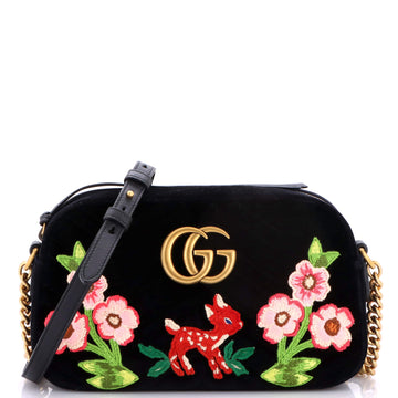 Gucci GG Marmont Camera Bag Embroidered Matelasse Velvet Small