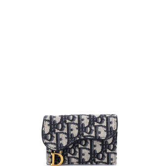 Christian Dior Saddle Flap Wallet Oblique Canvas Mini