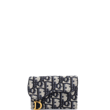 Christian Dior Saddle Flap Wallet Oblique Canvas Mini
