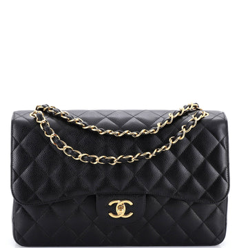 Chanel Classic Double Flap Bag Quilted Caviar Jumbo