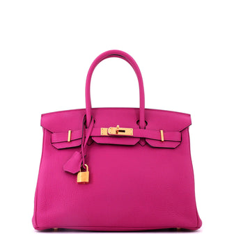 Hermes Birkin Handbag Pink Togo with Gold Hardware 30