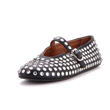 Alaia Women's Buckle Ballerina Flats Leather with Crystals