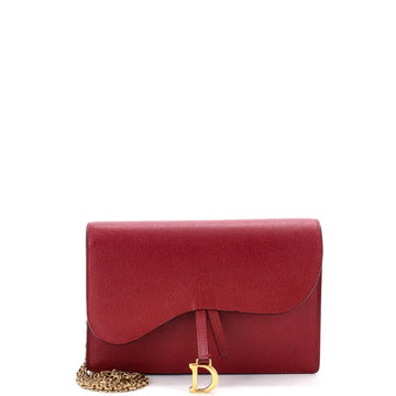Christian Dior Saddle Chain Clutch Leather