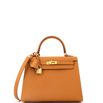 Hermes Kelly Handbag Brown Epsom with Gold Hardware 25