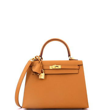 Hermes Kelly Handbag Brown Epsom with Gold Hardware 25