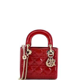 Christian Dior Lady Dior Chain Bag Cannage Quilt Patent Mini
