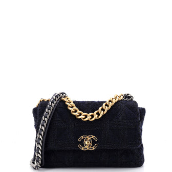 Chanel 19 Flap Bag Quilted Tweed Large