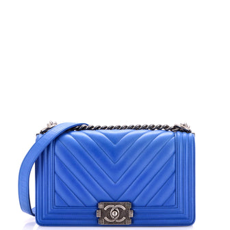 Chanel Boy Flap Bag Chevron Calfskin Old Medium