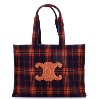 Celine Cabas Thais Tote Tartan Wool Large