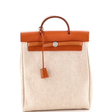 Hermes Vintage Herbag A Dos Backpack Toile and Leather GM