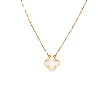 Van Cleef & Arpels Vintage Alhambra Pendant Necklace 18K Yellow Gold and Mother of Pearl