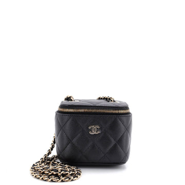 Chanel Classic Vanity Case with Chain Quilted Caviar Mini