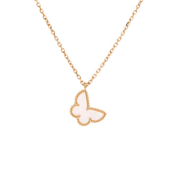 Van Cleef & Arpels Sweet Alhambra Butterfly Pendant Necklace 18K Yellow Gold and Mother of Pearl