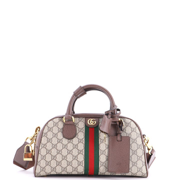 Gucci Ophidia Convertible Boston Top Handle Bag GG Coated Canvas with Leather Medium
