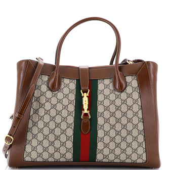 Gucci Jackie 1961 Web Tote GG Canvas and Leather Large