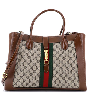 Gucci Jackie 1961 Web Tote GG Canvas and Leather Large