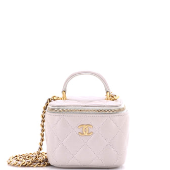 Chanel Classic Top Handle Vanity Case with Chain Quilted Lambskin Mini