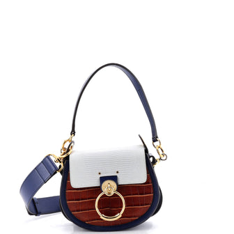 Chloe Tess Bag Crocodile and Lizard Embossed Leather Small
