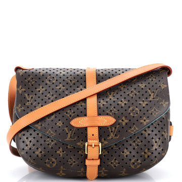Louis Vuitton Flore Saumur Handbag Perforated Monogram Canvas