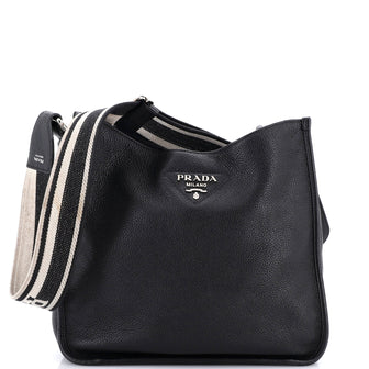 Prada Logo Strap Hobo Leather Medium