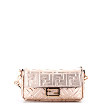 Fendi Baguette NM Bag Zucca Embossed Leather Medium