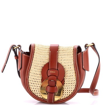Chloe Darryl Crossbody Bag Raffia with Leather Small