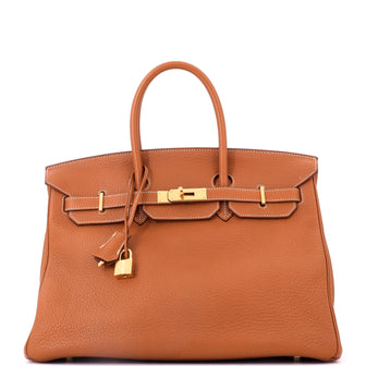 Hermes Birkin Handbag Brown Togo with Gold Hardware 35