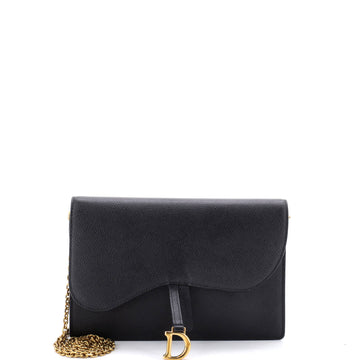 Christian Dior Saddle Chain Clutch Leather