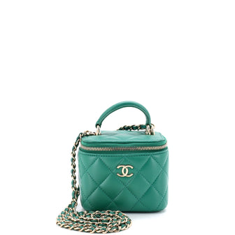 Chanel Classic Top Handle Vanity Case with Chain Quilted Lambskin Mini