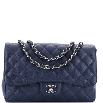 Chanel Classic Single Flap Bag Quilted Caviar Jumbo