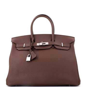 Hermes Birkin Handbag Brown Togo with Palladium Hardware 35
