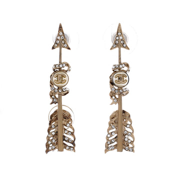 Chanel CC Arrow Earrings Metal with Crystals and Faux Pearls