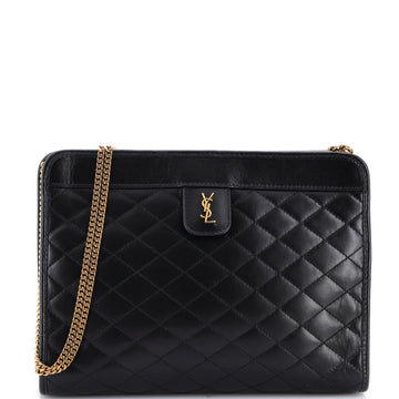 Saint Laurent Victoire Chain Clutch Quilted Leather