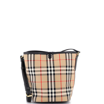 Burberry Ashby Bucket Bag Vintage Check Canvas with Leather Mini
