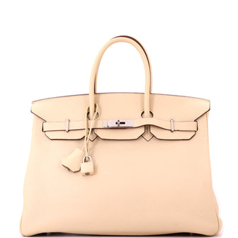 Hermes Birkin Handbag Light Clemence with Palladium Hardware 35