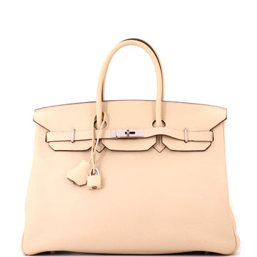 Hermes Birkin Handbag Light Clemence with Palladium Hardware 35