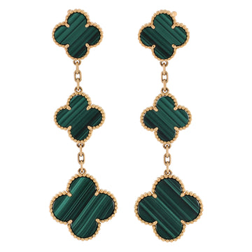 Van Cleef & Arpels Magic Alhambra 3 Motifs Earrings 18K Yellow Gold and Malachite