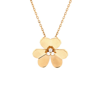 Van Cleef & Arpels Frivole Pendant Necklace 18K Yellow Gold with Diamonds Large