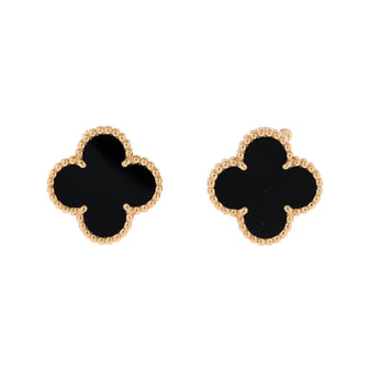 Van Cleef & Arpels Vintage Alhambra Earrings 18K Yellow Gold and Onyx