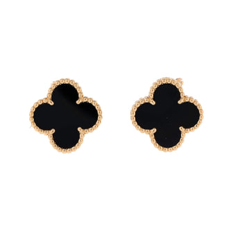 Van Cleef & Arpels Vintage Alhambra Earrings 18K Yellow Gold and Onyx