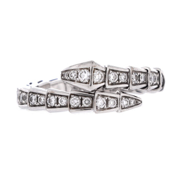 Bvlgari Serpenti Viper One-Coil Ring 18K White Gold and Pave Diamonds