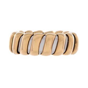 Bvlgari Tubogas Band Ring 18K Yellow Gold and Stainless Steel Wide