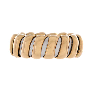Bvlgari Tubogas Band Ring 18K Yellow Gold and Stainless Steel Wide