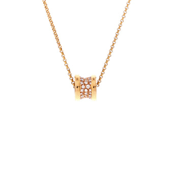 Bvlgari B.Zero1 Pendant Necklace 18K Rose Gold with Pave Diamonds Mini