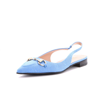 Gucci Women's Horsebit Slingback Flats GG Canvas