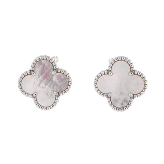 Van Cleef & Arpels Vintage Alhambra Earrings 18K White Gold and Mother of Pearl