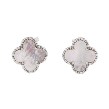 Van Cleef & Arpels Vintage Alhambra Earrings 18K White Gold and Mother of Pearl