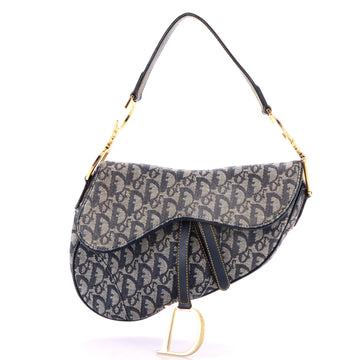 Christian Dior Vintage Saddle Bag Diorissimo Canvas Medium